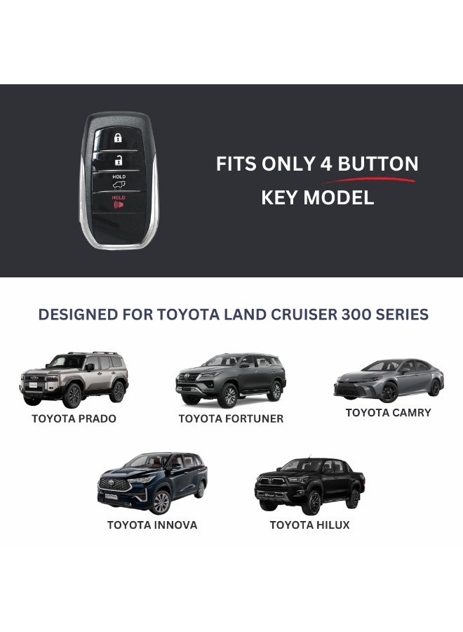 MOTOR FIT Leather Key Cover (Black-4 Buttons) for Toyota Land Cruiser 300 Series, Prado, Hilux, Innova, Fortuner & Camry | Scratch & Drop Protection | Toyota Key AccessoriesMOTOR FIT Leather Key Cover for Toyota Land Cruiser 300 Series, Prado, Hilux, Innova, Fortuner & Camry | Scratch & Drop Protection | Toyota Key Accessories - Image 3